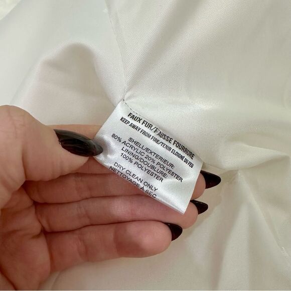 Apparis Faux Fur White Double Breasted Winter Trench Coat - Picture 7 of 11